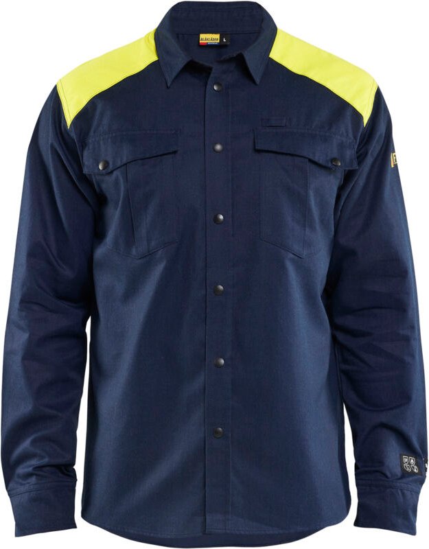 Multinorm-Arbeitshemd 3238 - Marine/Gelb 5XL