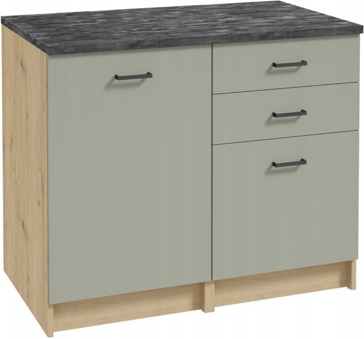 STAMAR Küchenschrank 100 x 60 cm - Eiche Artisan/Grün - Modernes Design - Praktisch und Flexibel