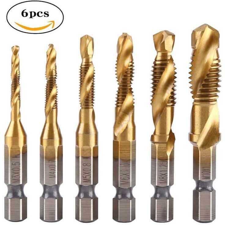 Einfädlerbohrer, Gewindebohrer, Kombinationsbohrer und Gewindebohrer, 6-teilige Gewindeschneidwerkzeuge, Gewindebohrer-W...