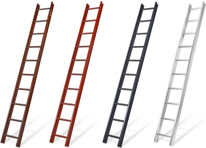 Mauderer Bavaria Aluminium Dachauflegeleiter 995 mit spezieller Dreikantsprossenkontur Rot 14 Sprossen 3,91m Lang