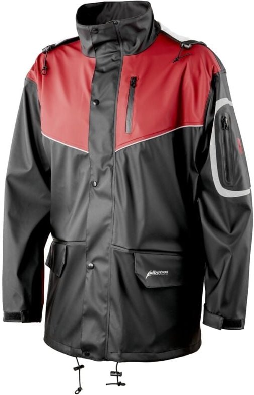 Stretch-CLIMATE-JKT-PU Regenjacke - schwarz/rot S - 38/40