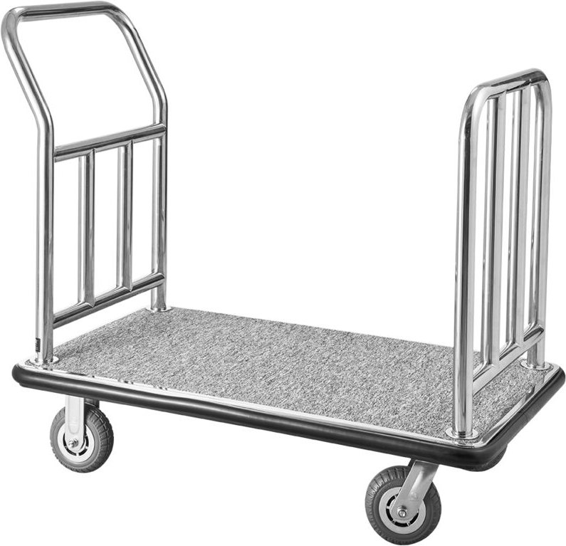 Hotelgepäckwagen, 340 kg Tragkraft, Plattformwagen mit abnehmbarem Vorderrahmen, Parkservicewagen mit Teppichboden & 15 ...