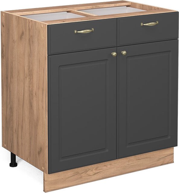 Vicco - Küchenunterschrank Fame-Line, Anthrazit-Gold, 80 cm ohne Arbeitsplatte