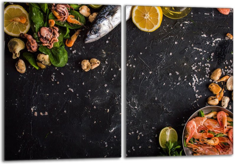 Glasschutzplatte für den Herd 2x40x52 Fisch