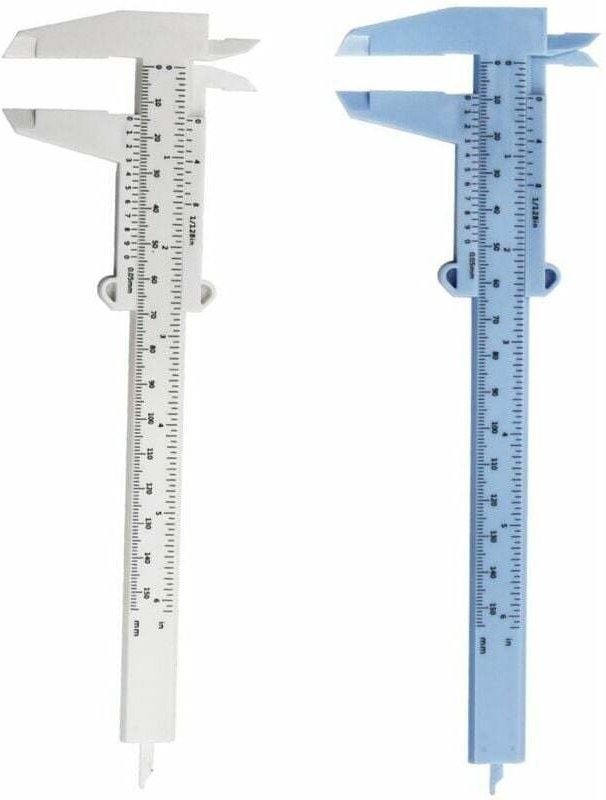 Fonepro 2 Stück 6 Zoll 150 mm Mini-Messschieber aus Kunststoff, Messschieber mit Doppelskala, Messwerkzeug für Holzbearb...