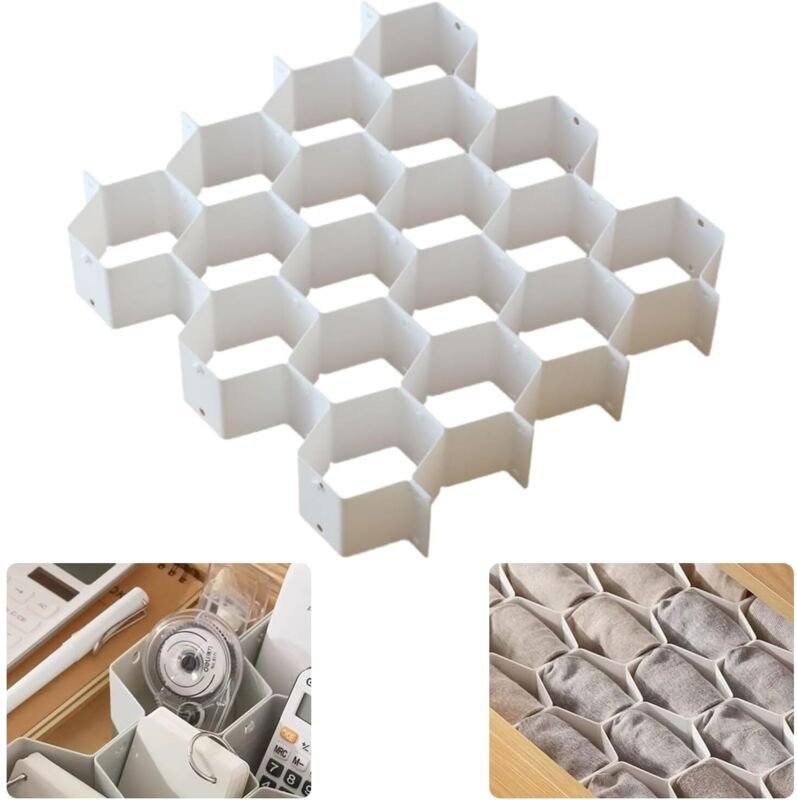 Thumbnail - 8er-Pack Schubladenteiler in Wabenform für Unterwäsche, verstellbare Trennwand für Socken, Schmuck, Gürtel, Krawatten, K...