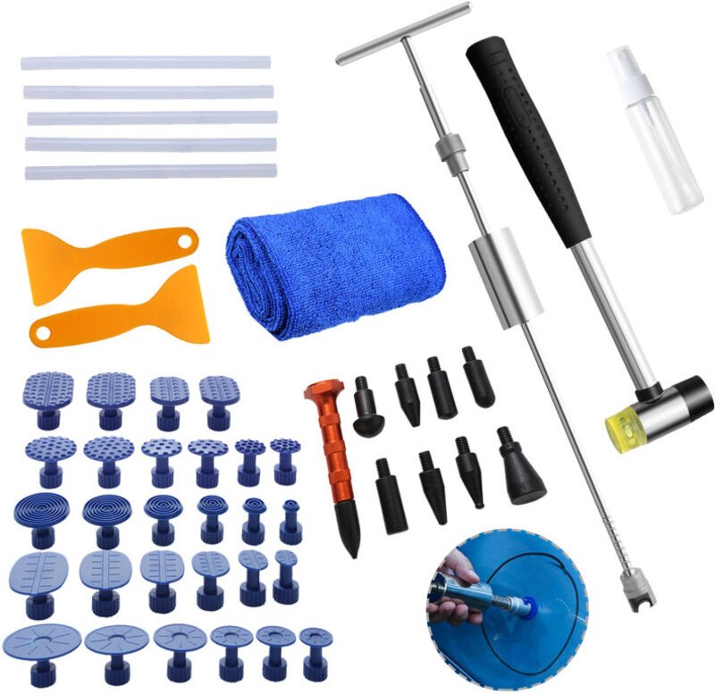 SWANEW 48x Ausbeulwerkzeug Dellen Reparatur Set Gummihammer Dellen Reparatur für Auto