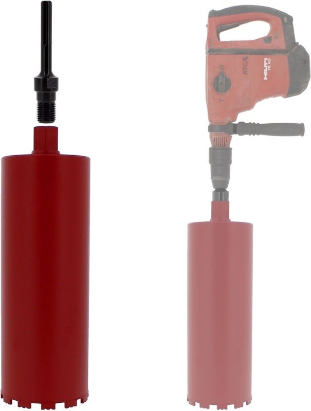 Diamantbohrkrone Ø 152 mm mit Adapter für Bohrmaschine und SDS-max-Bohrhammer