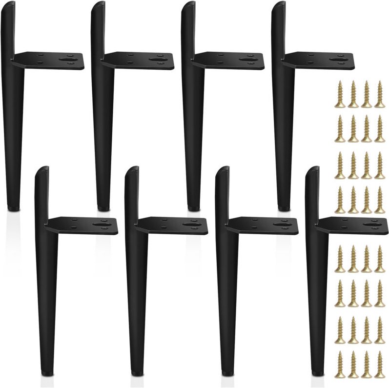 8er Set Möbelfüße Tischbeine Sockelfuß Tischfuß Möbel Metall Schwarz Höhe:200 mm - Swanew