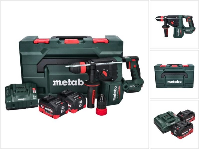 Metabo KH 18 LTX BL 28 Q Akku Bohrhammer 18 V 3 J SDS plus Brushless + 2x Akku 10,0 Ah + Ladegerät + metaBOX