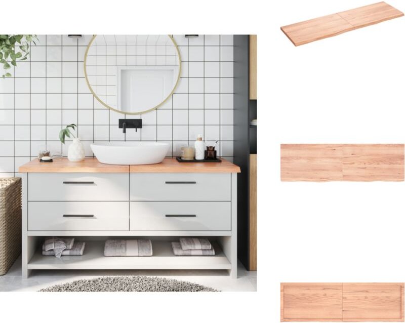 Waschtischplatte Hellbraun 160x50x(2-4) cm Massivholz Behandelt - Eichenholz Platte - Holz Waschttischplatte - Waschtisc...