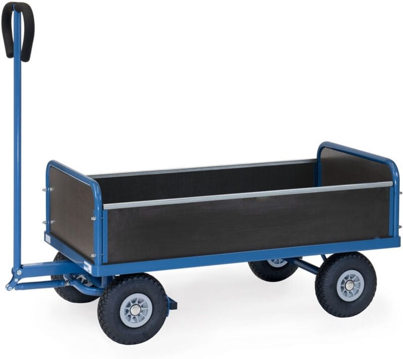 Fetra Handwagen 2-Achser mit Bordwänden und Polyurethanbereifung, 1000x550mm Ladefläche