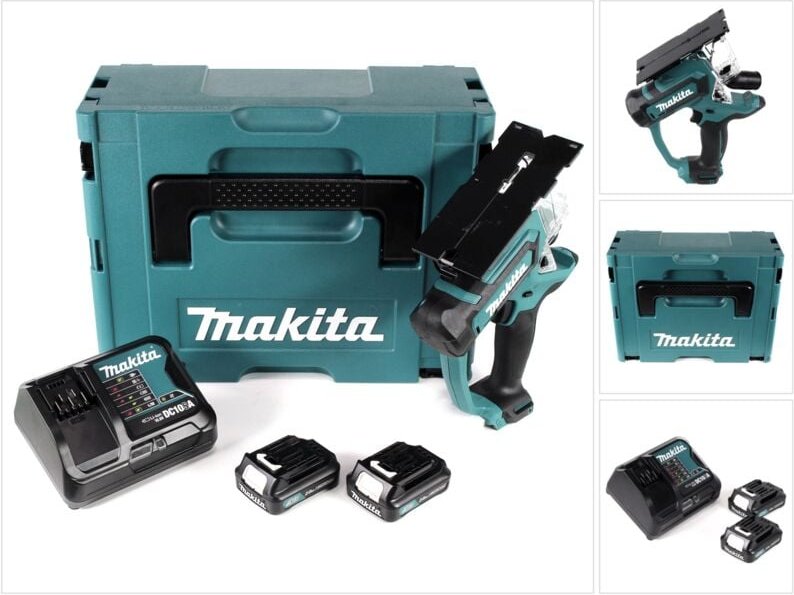 Makita SD 100 DSAJ 10,8 V Akku Gipskartonsäge Trockenbausäge im Makpac + 2 x 2,0 Ah Akku + Ladegerät
