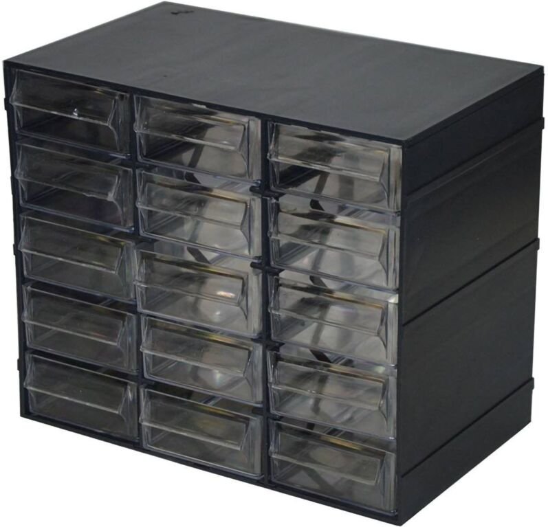 15 schubladenhalter Kommode, Lagerorganisation mit transparenten Schubladen, 100% Made in Italy, 23x14h19 cm, schwarze F...