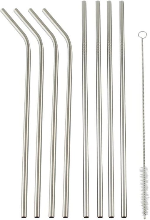 Mato - Trinkhalme aus Edelstahl 4 gerade und 4 gebogene Trinkhalme Inkl. Reinigungsbürste