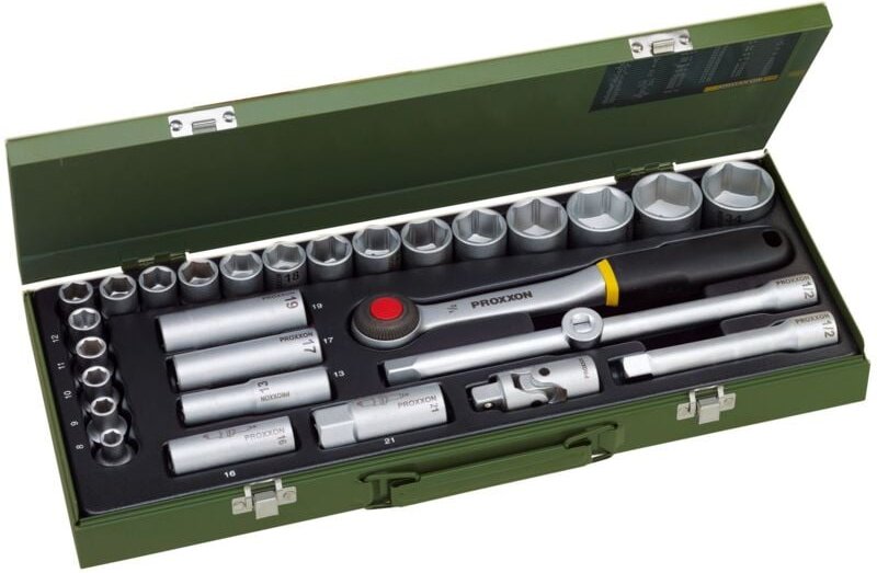 Proxxon - Steckschlüsselsatz für die kraftvolle Mechanik. 1/2'-Ratsche, 29-tlg.