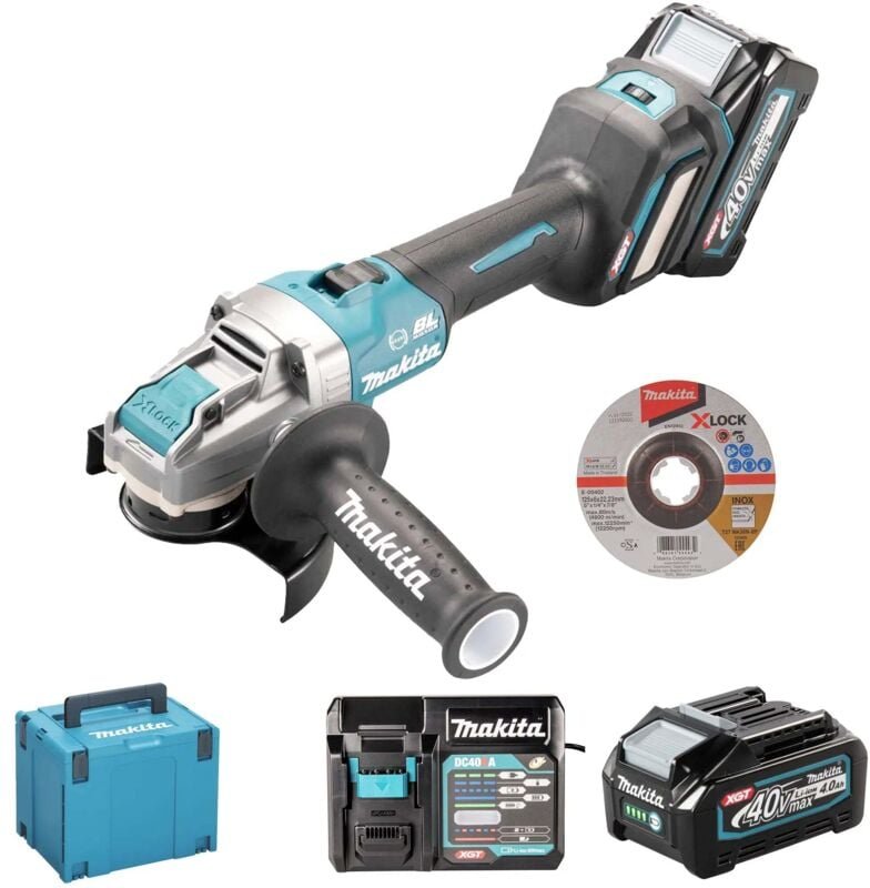 Thumbnail - Akku-Winkelschleifer 40V max. / 4,0 Ah, 2 Akkus + Ladegerät im makpac - Makita