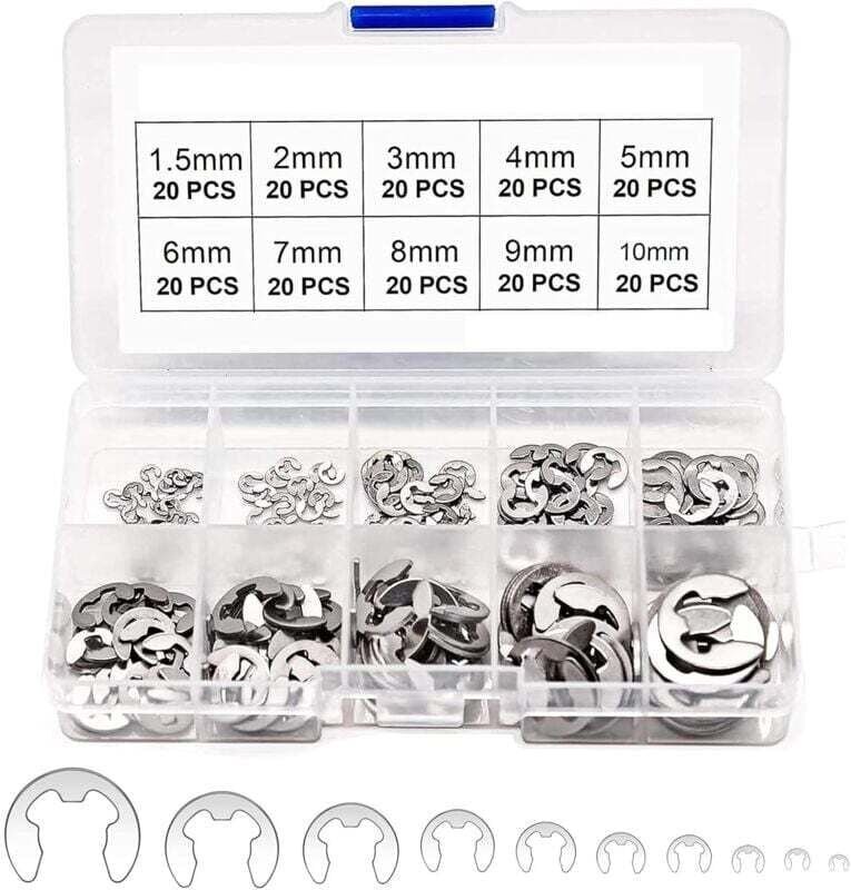 YMYNY 200 E-Clips Externer Sicherungsring, Edelstahl Interner Sicherungsring Sortimentssatz - 1,5/2/3/4/5/6/7/8/9/10mm