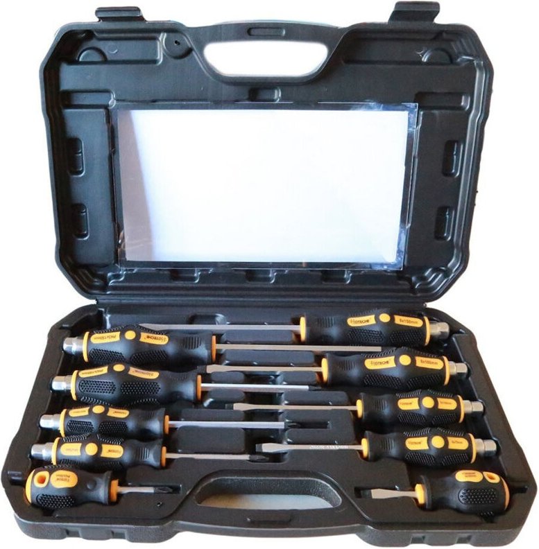 Trade Shop Traesio - Trade Shop - set 10 cacciaviti croce und taglio impative punte magnetche cr-v -