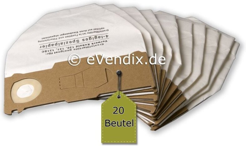 20 Staubsaugerbeutel ähnlich fp 130, fp 131 , Staubbeutel , Filtertüten kompatibel mit Vorwerk Kobold 130, 131, sc - 4 l...