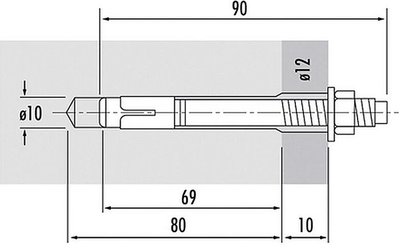 Hailo Bolzenanker Hilti M10x90 Typ 200 Edelstahl 1.4571/ASTM316 4er-Set