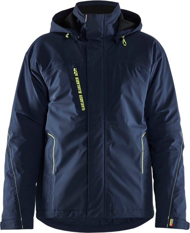 Dehnbarer Winter-Arbeitsjacke mit Futter 4484 – Dunkelblau/Neongelb XXL