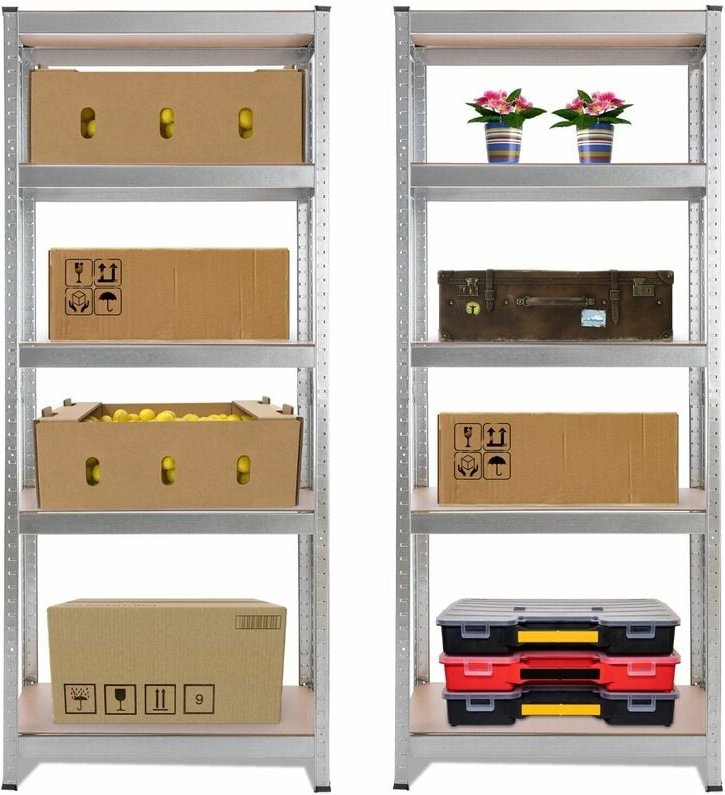 2x Schwerlastregal Kellerregal Lagerregal Steckregal / 180x75x30cm / 5 mdf Platten / 2er Set / 350kg - Arebos