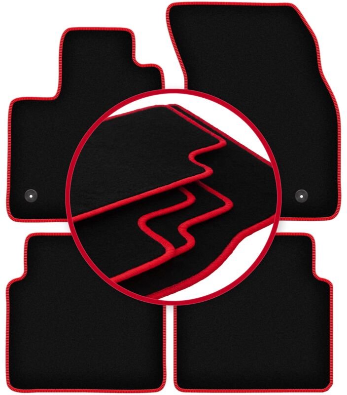 CARLUX-RED Autofußmatten für: Ford Focus MK4 Fließheck, Limousine, Kombi, Turnier, Turnier Active (2018-)