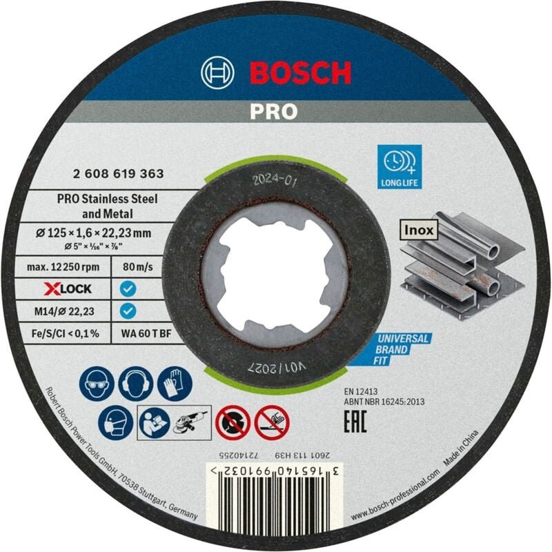 Bosch - pro Stainless Steel and Metal X-Lock Trennscheibe 125 x 1,6 x 22,23 mm - 2608619364