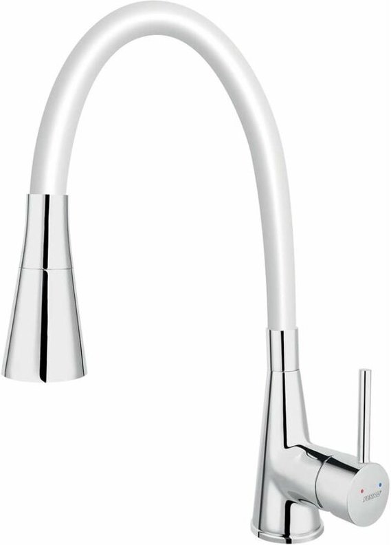 Novaservis - Ferro - Spültischarmatur mit flexiblem Arm und einer Brause, weiß/verchromt 70720,0B