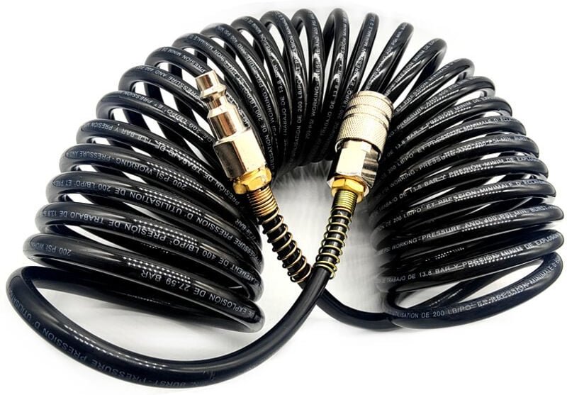 7,5 m langer PU-Druckluftschlauch, 5 mm Innendurchmesser x 8 mm Außendurchmesser, mit 1/4-Zoll-Schnellkupplungen, herges...