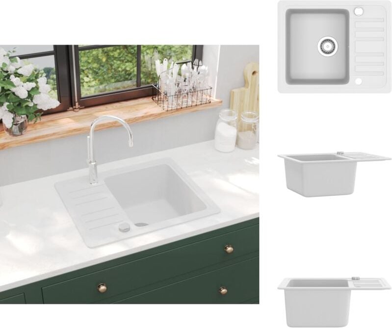 Küchenspülen & Spülbecken - Living Granitspüle Einzelbecken Weiß - Weiß