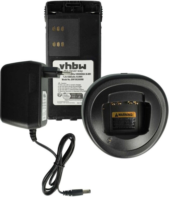 2-tlg. Lade-Set Ersatz für Motorola HNN9009, HNN9008A, HNN9008AR, HNN9008, HNN4003 für Funkgerät - Akku, Ladegerät - Vhb...
