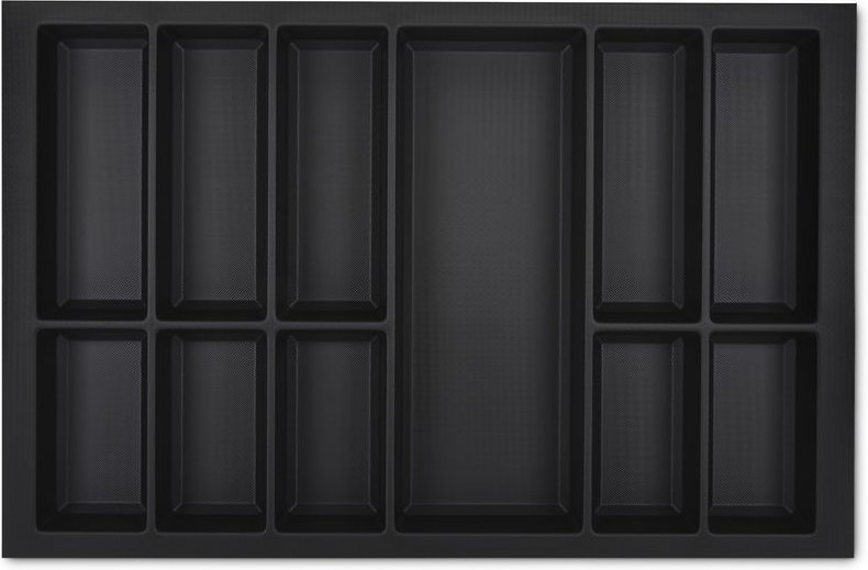 Vii Besteckeinsatz Besteckkasten schwarz 800 mm mit Softtouch Oberfläche - Orga-box