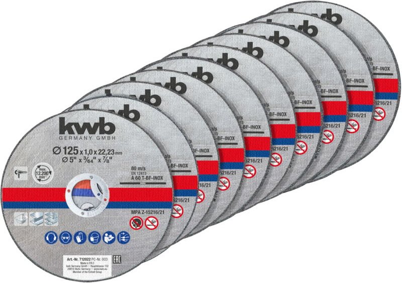 KWB - Trennscheiben-Set, 712022, 125x1,0 mm, 10 Stück