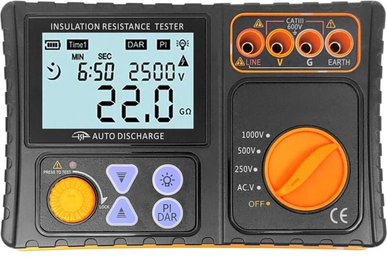 Zoternen - 250 V/500 V/1000 v Isolationswiderstandsprüfer, hochauflösendes LCD-Display zum Prüfen elektrischer Geräte