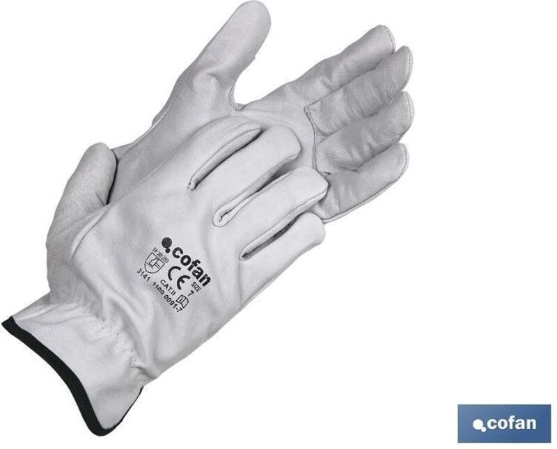 Grauer Rindslederhandschuh, Blistergröße 8