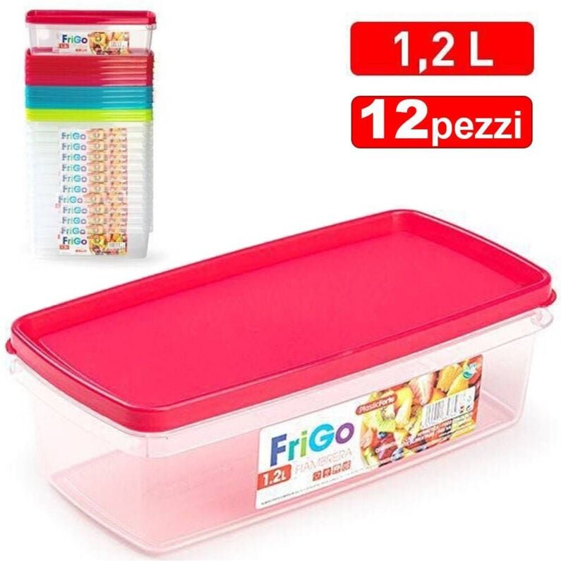 Trade Shop Traesio - Trade Shop - 1,2-Liter-Kunststoffbehälter-Set für rechteckigen Lebensmittelkühlschrank -