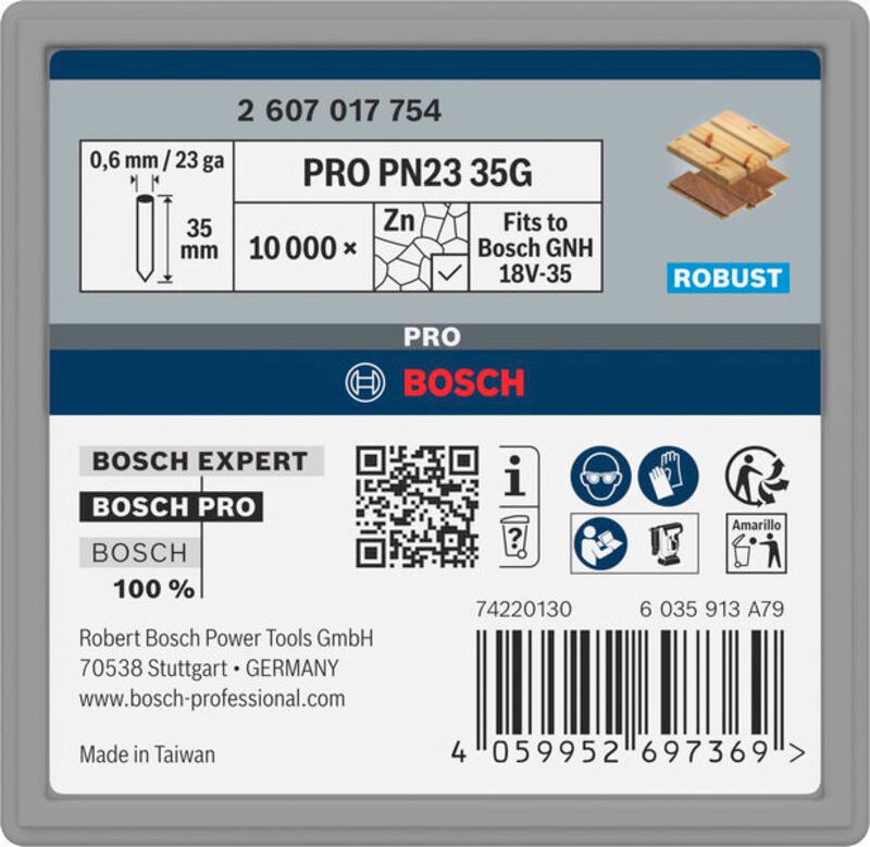Bosch PRO PN23 G-Pin, 0,65/23 g, verzinkt, 35 mm, 10.000 Stück