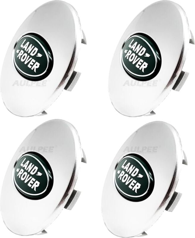 62 mm ABS-Radkappe mit Logo in der Mitte, kompatibel mit Land Rover-Zubehör (LR-Grün-Chrom)