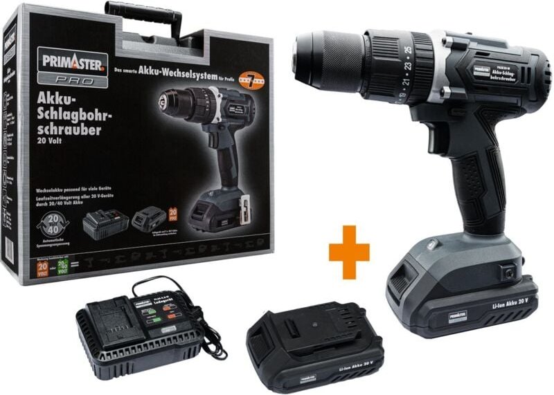 Primaster Pro - Primaster Akku-Schlagbohrschrauber-Set 20V Akkuschrauber Bohrschrauber Koffer