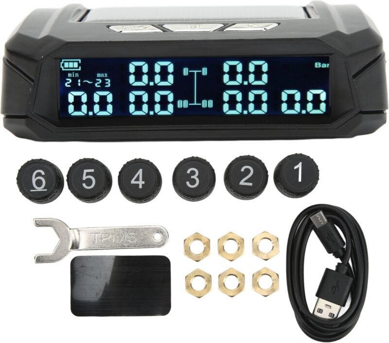 Eosnow - 6 Rad lkw -Reifendrucküberwachungssystem Wireless Solar Power tpms -Monitor mit Sensoren für leichte rv