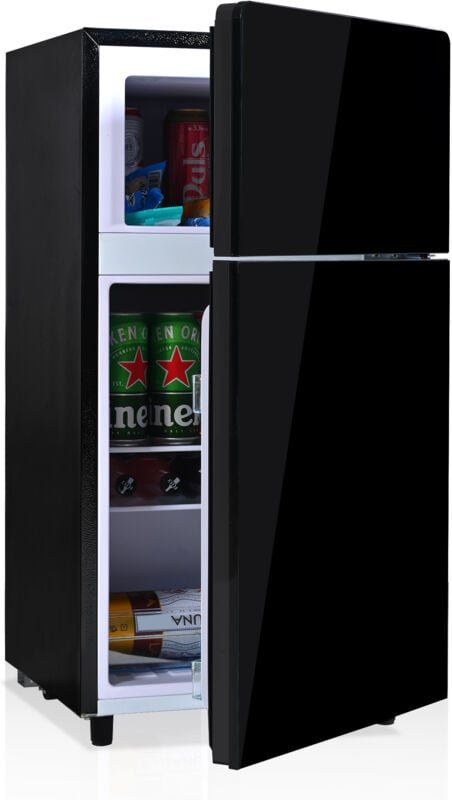 72-l-Minikühlschrank, schwarze Glastür, 39 dB, 7-stufige Temperaturregelung, LED-Beleuchtung, Kältemittel R600, direkte ...