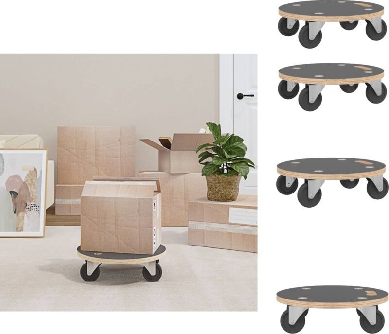 Paletten & Ladeflächen - Living Rollbretter 2 Stk. Rund Ø38x11,5 cm - Grau