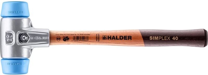 SIMPLEX-Schonhammer, TPE-soft mit Aluminiumgehäuse und hochwertigem Holzstiel D=40 mm 3101.040