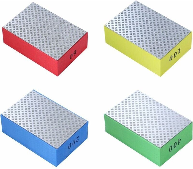 4-teiliges Diamant-Schleifblock-Set für Glas, Granit, Marmor, Stein, Keramik (Silberseite, Größe: 60, 100, 200, 400)
