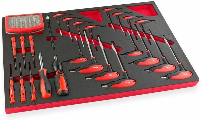 Werkzeugeinlage T-Griff Schraubendreher Bit Set 81tlg. 57x40cm für Werkstattwagen