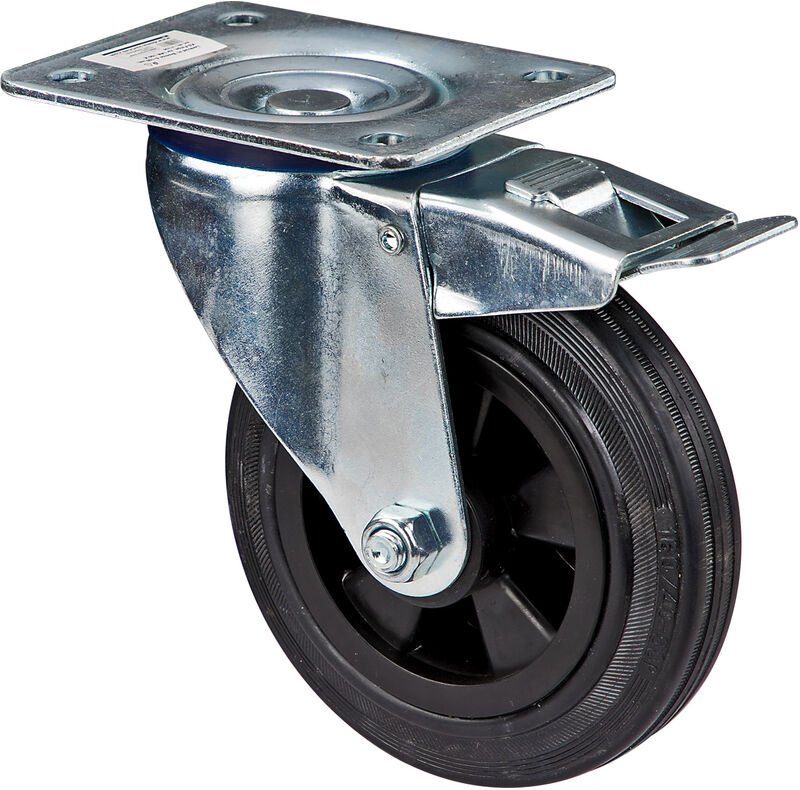 Lenkrolle mit Bremse und Kunststofffelge 160 mm