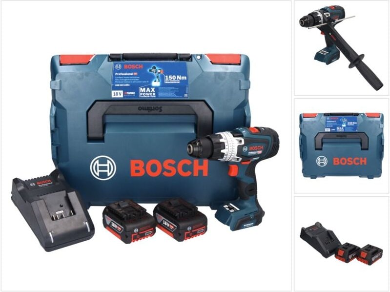 Thumbnail - Bosch gsb 18V-150 c Professional Akku Schlagbohrschrauber 18 v 150 Nm Biturbo Brushless + 2x Akku 5,0 Ah + Ladegerät + L...