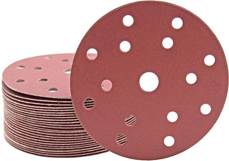 Fox Klett-Schleifscheiben, 150 mm, 15-Loch, f. Exzenterschleifer, Normalkorund (50 Stk.) K80 - Miotools